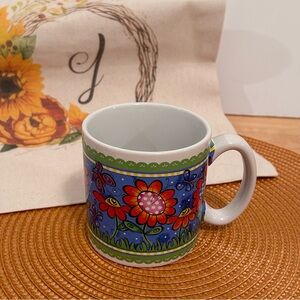 Fib Burton & Burton Coffee Tea Mug Cup Flower Power Butterflies Whimsical Floral